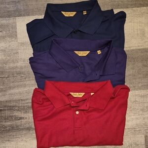 Roundtree & Yorke Polo Shirt Trio - Navy, Purple, Red